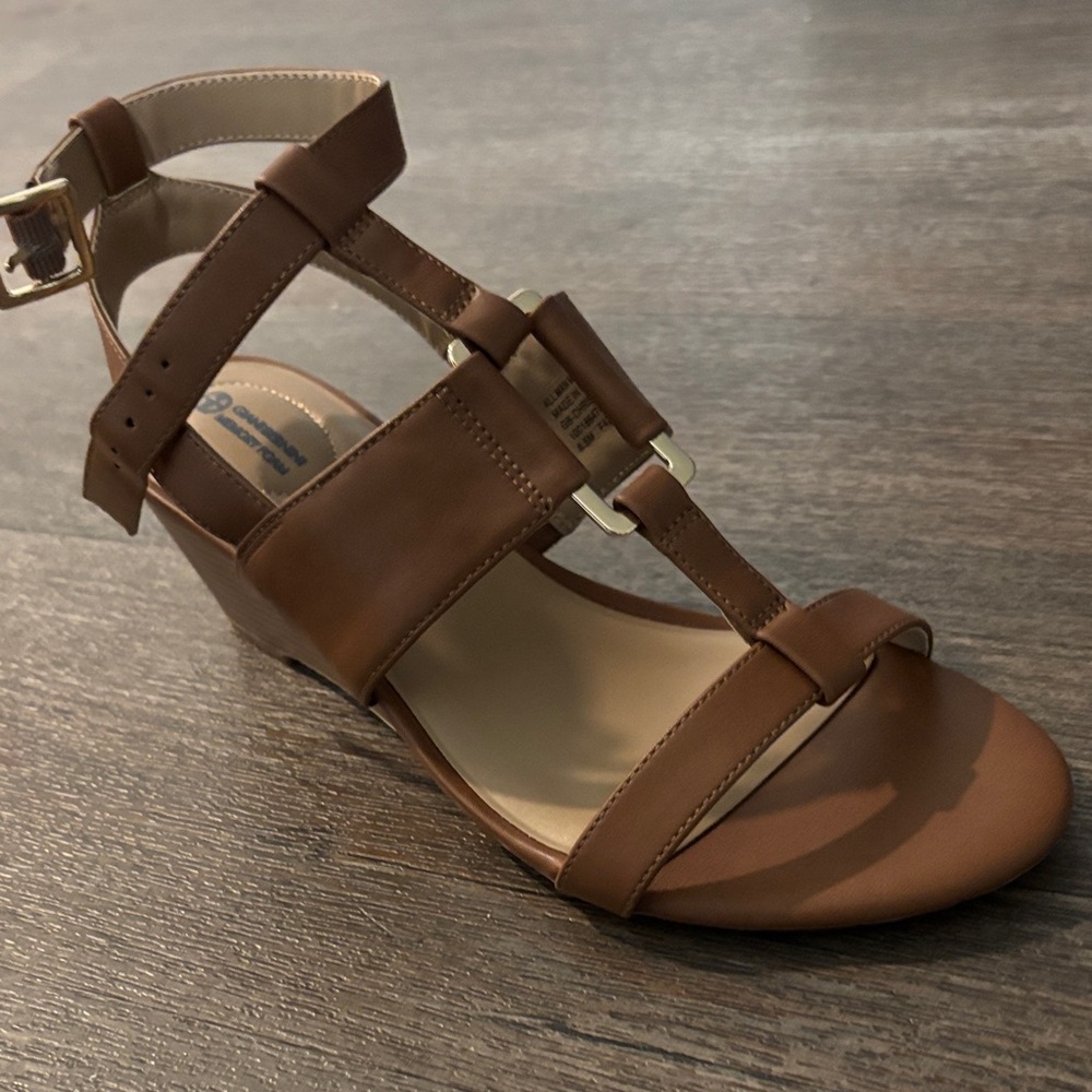 Giani Bernini Tan Strappy Wedge Sandals